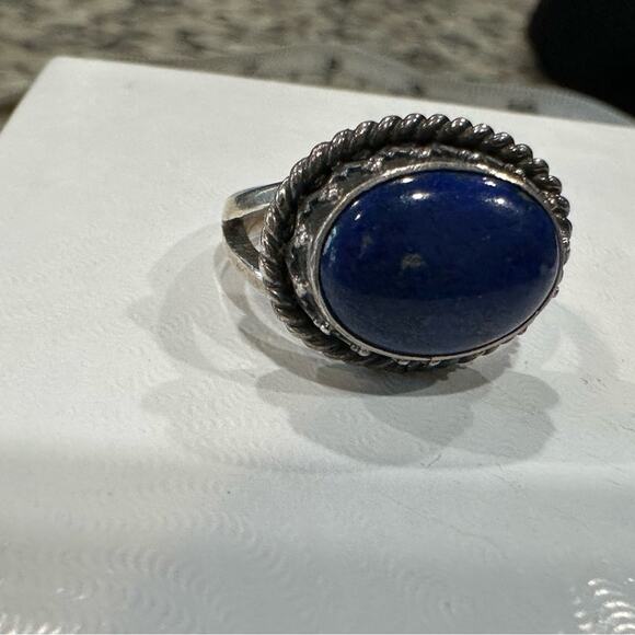 Vintage 925 Sterling Silver Ring Navajo Lapis Lazuli Grace & Gilo SZ. 6.25 RARE - Picture 5 of 15